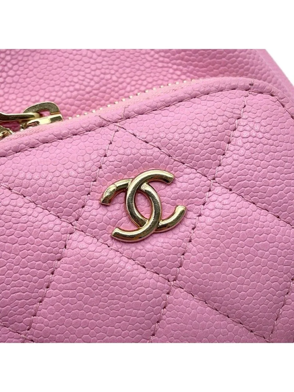 Chanel Chain Shoulder Bag CC Logo Drawstring Caviar Leather